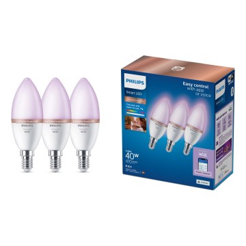 Komplet 3x LED RGB žarulja s mogućnošću prigušivanja Philips SMART C37 E14/4,9W/230V 2200-6500K CRI 90