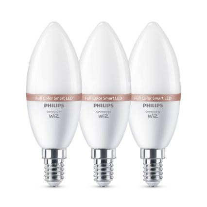 Komplet 3x LED RGB žarulja s mogućnošću prigušivanja Philips SMART C37 E14/4,9W/230V 2200-6500K CRI 90