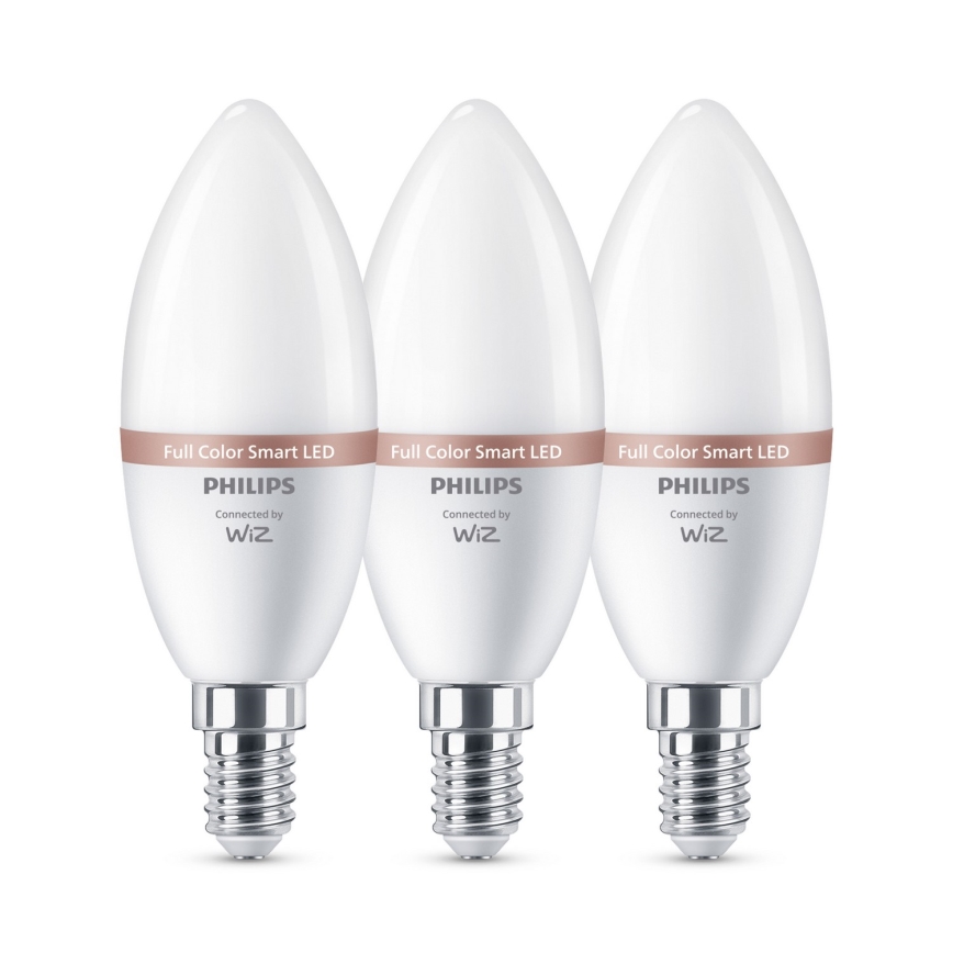 Komplet 3x LED RGB žarulja s mogućnošću prigušivanja Philips SMART C37 E14/4,9W/230V 2200-6500K CRI 90