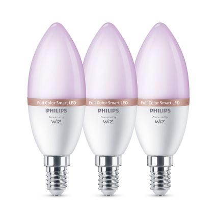 Komplet 3x LED RGB žarulja s mogućnošću prigušivanja Philips SMART C37 E14/4,9W/230V 2200-6500K CRI 90