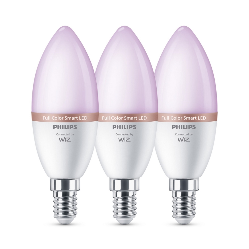 Komplet 3x LED RGB žarulja s mogućnošću prigušivanja Philips SMART C37 E14/4,9W/230V 2200-6500K CRI 90