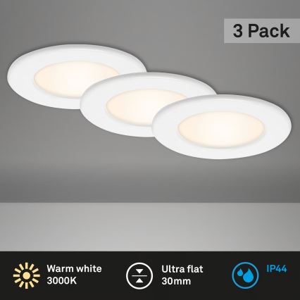 Komplet 3x LED ugradna stropna svjetiljka za kupaonicu LED/6W/230V 3000K IP44 bijela