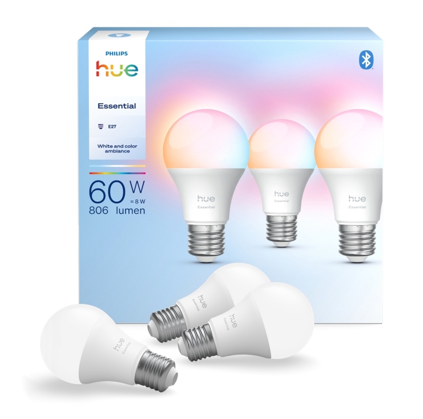 Komplet 3x LED žarulja s prigušivanjem Philips Hue White And Color Ambiance Essential E27/8W/230V 2200-6500K