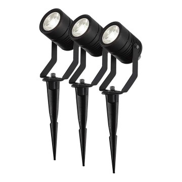 Komplet 3x vanjska LED RGBW svjetiljka s mogućnošću prigušivanja SmartLife LED/3W/230V IP65 Wi‑Fi Tuya crna