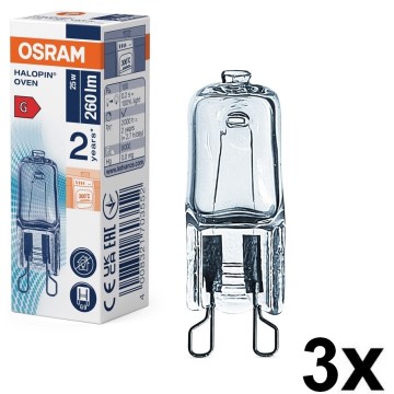 Komplet 3x žarulja za pećnicu HALOPIN G9/25W/230V 2700K - Osram