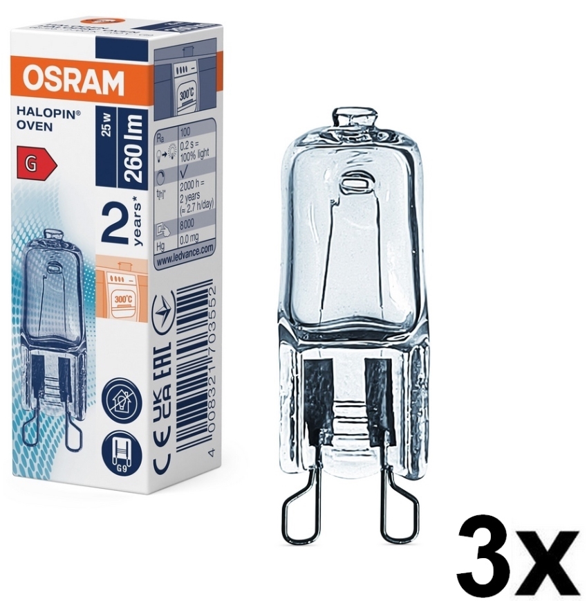 Komplet 3x žarulja za pećnicu HALOPIN G9/25W/230V 2700K - Osram
