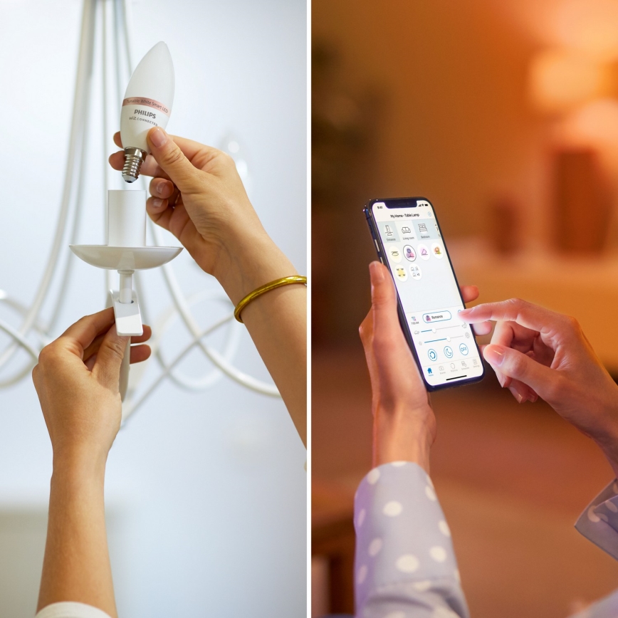 Set od 4 RGB LED prigušive žarulje Philips SMART C37 E14/4,9W/230V 2200-6500K