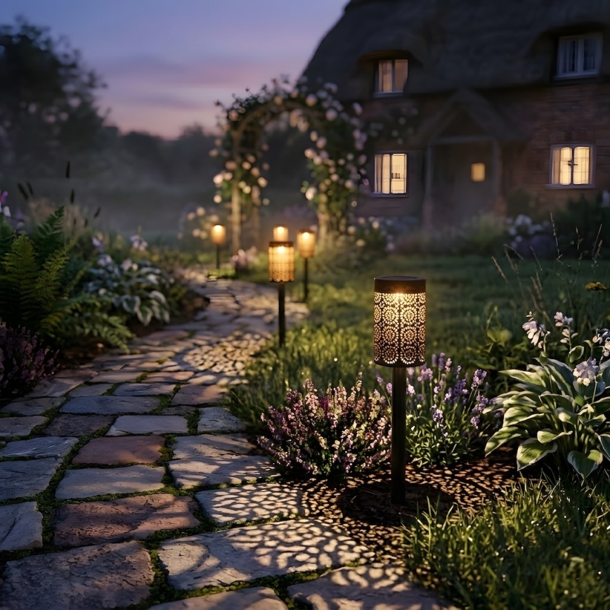 KOMPLET 4x LED solarna svjetiljka DECOR LED/1,2V 150 mAh 3000K 39 cm IP44 crna