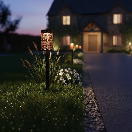 KOMPLET 4x LED solarna svjetiljka DECOR LED/1,2V 150 mAh 3000K 39 cm IP44 crna