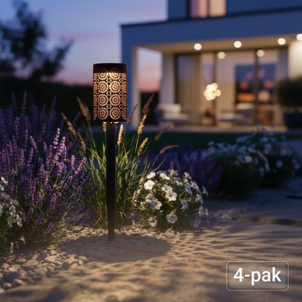 KOMPLET 4x LED solarna svjetiljka DECOR LED/1,2V 150 mAh 3000K 39 cm IP44 crna