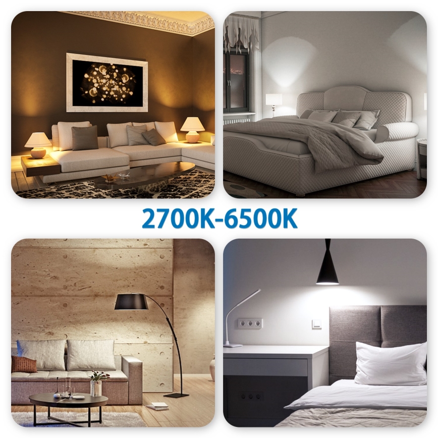 Set 6x LED RGBW prigušivih žarulja MESH GU10/6,5W/230V 2700-6500K Wi-Fi + daljinski upravljač - Aigostar