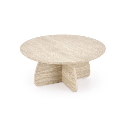 Komplet konferencijski stolić NUGAT ø 80 cm + 4x tabure travertin/siva