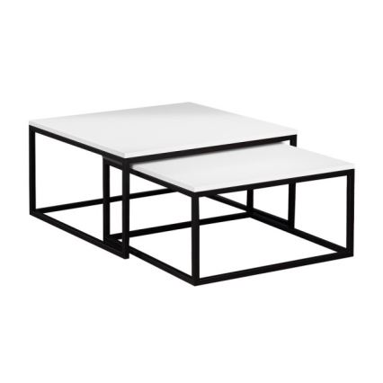 Komplet od 2 konferencijska stolića DUAL 76x76/66x66 cm crna/bijela