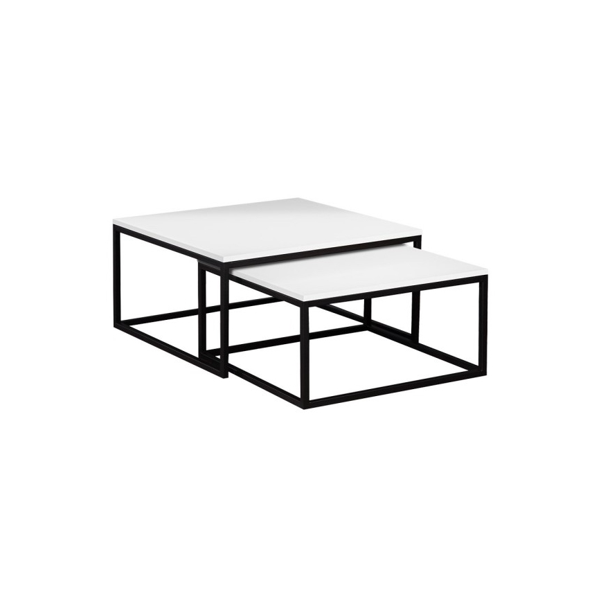 Komplet od 2 konferencijska stolića DUAL 76x76/66x66 cm crna/bijela