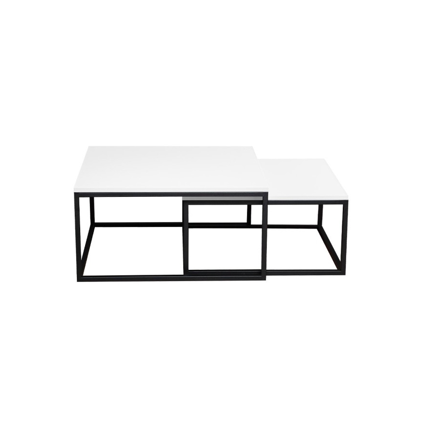 Komplet od 2 konferencijska stolića DUAL 76x76/66x66 cm crna/bijela