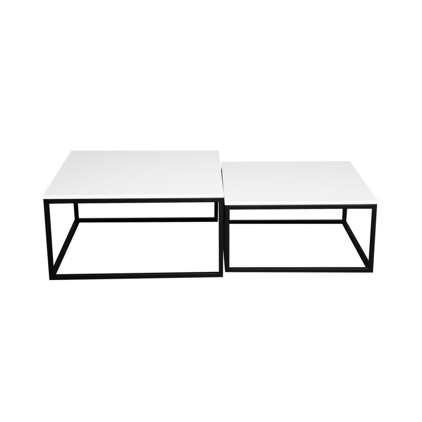 Komplet od 2 konferencijska stolića DUAL 76x76/66x66 cm crna/bijela