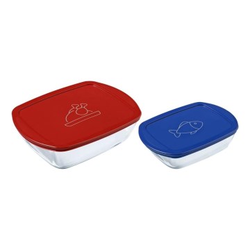 Komplet od 2 staklenih posuda za hranu PYREX 1,2 i 2,5 l