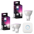 Komplet od 3 LED RGBW prigušljive žarulje Philips Hue WHITE AND COLOR AMBIANCE GU10/4,2W/230V 2000-6500K + Hue Bridge