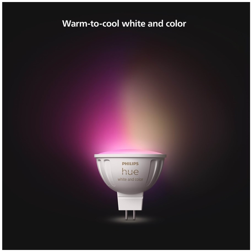 KOMPLET 4x LED RGBW prigušivih žarulja Philips Hue WHITE AND COLOR AMBIANCE GU5,3/MR16/6,3W/12V 2000-6500K