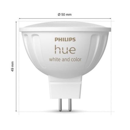 KOMPLET 4x LED RGBW prigušivih žarulja Philips Hue WHITE AND COLOR AMBIANCE GU5,3/MR16/6,3W/12V 2000-6500K