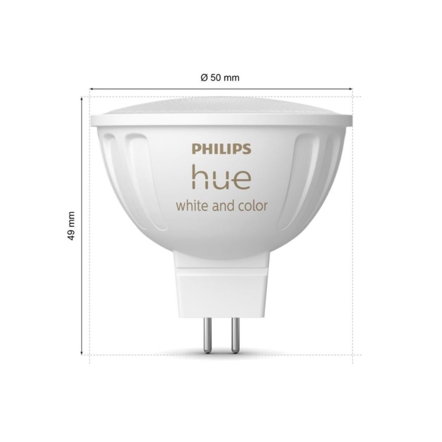 KOMPLET 4x LED RGBW prigušivih žarulja Philips Hue WHITE AND COLOR AMBIANCE GU5,3/MR16/6,3W/12V 2000-6500K