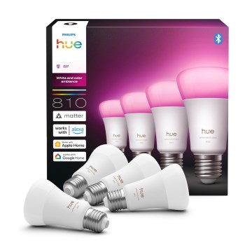 Komplet od 4 prigušive LED žarulje Philips Hue WHITE AND COLOR AMBIANCE E27/6W/230V 1000-20000K