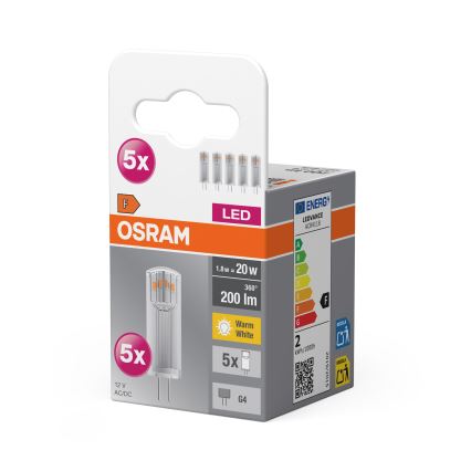 Komplet od 5 LED žarulja PIN G4, 1,8 W / 12 V, 2700 K - Osram