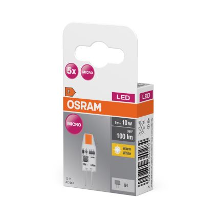 Komplet od 5 LED žarulja PIN MICRO G4/1W/12V 2700K - Osram