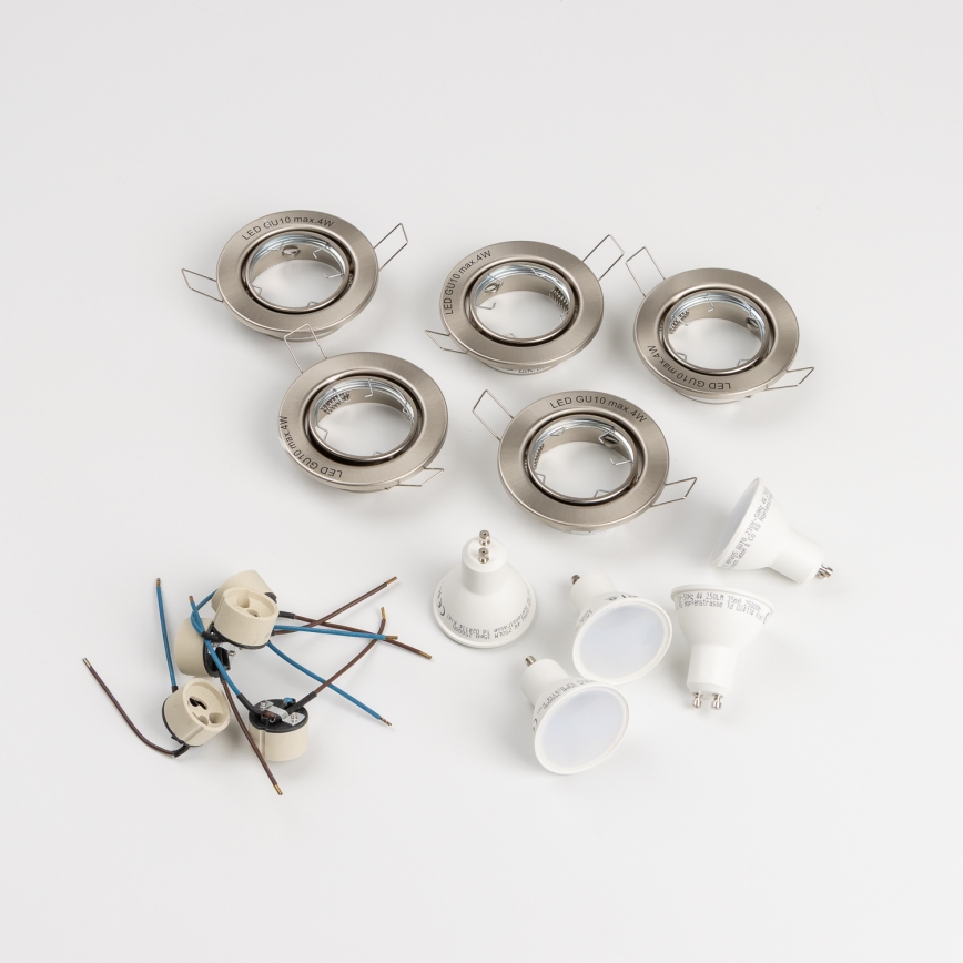 Komplet od 5 ugradnih stropnih svjetala za kupaonicu 1xGU10/4W/230V IP23 matni krom