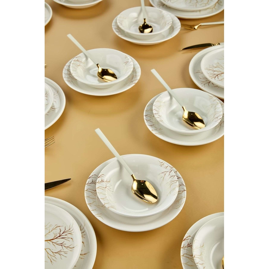 Komplet posuđa 24 kom bijelo/narančasto/keramika