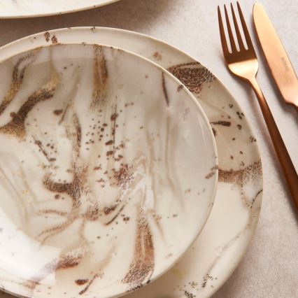 Komplet posuđa 26 kom bež/smeđa/porculan