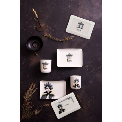 Komplet posuđa 4 kom crna/bijela/porculan