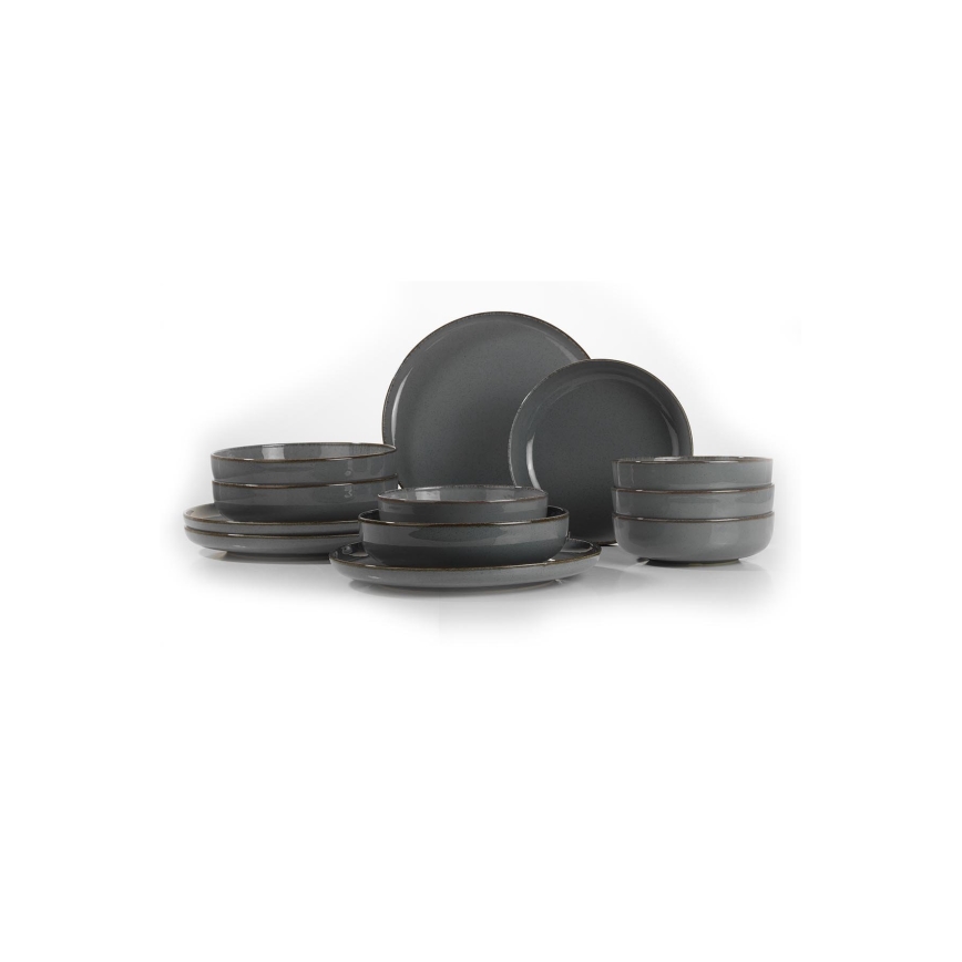 Komplet za jelo 12 kom sivi/porculan