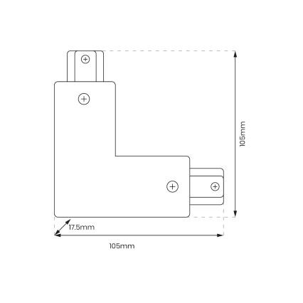 Konektor za svjetiljke u tračnom sustavu 1-fazni tip L + napajanje crna