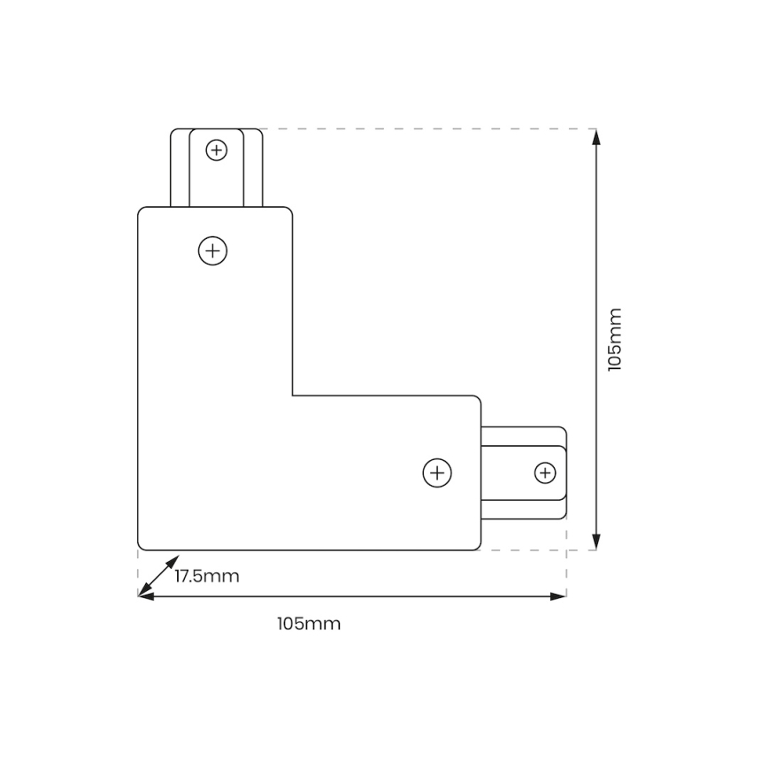 Konektor za svjetiljke u tračnom sustavu 1-fazni tip L + napajanje crna