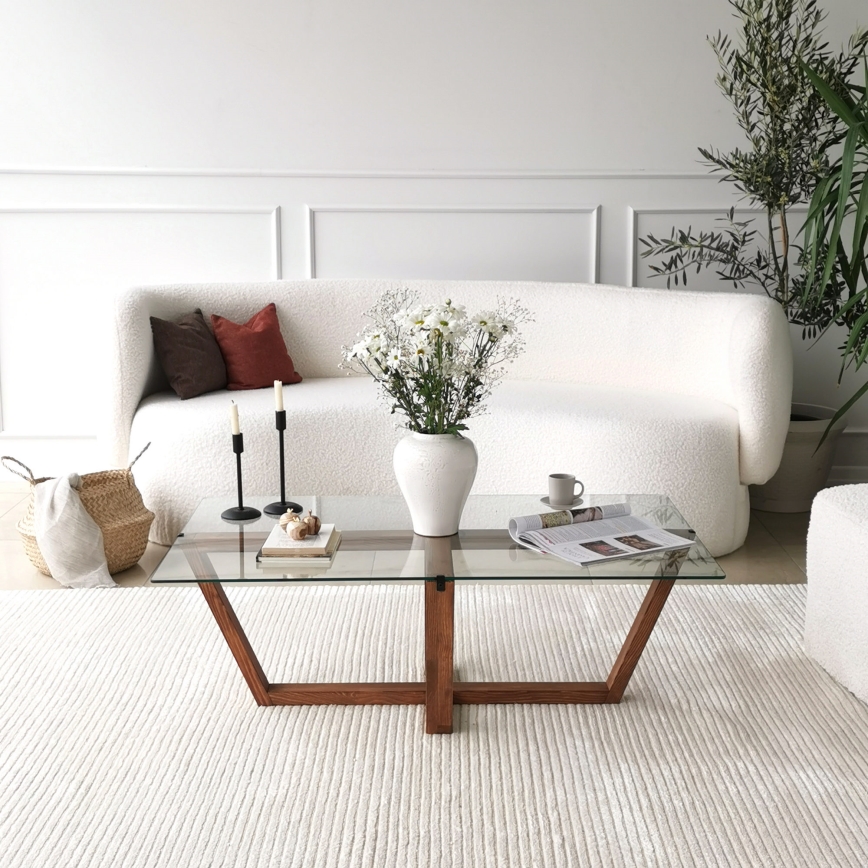 Konferencijski stol AMALFI 35x105 cm borovina/prozirno