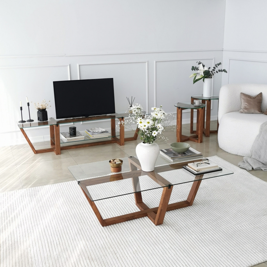 Konferencijski stol AMALFI 35x105 cm borovina/prozirno