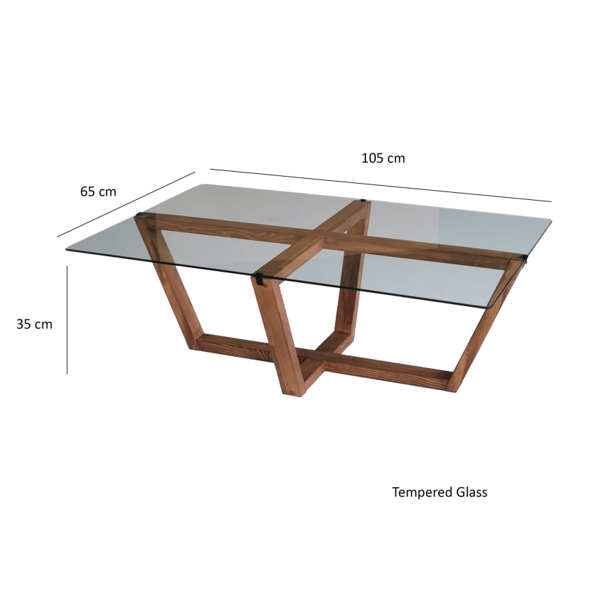 Konferencijski stol AMALFI 35x105 cm borovina/prozirno