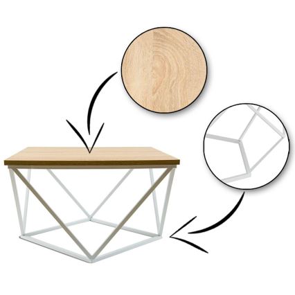 Konferencijski stol CURVED 60x60 cm bijela/bež