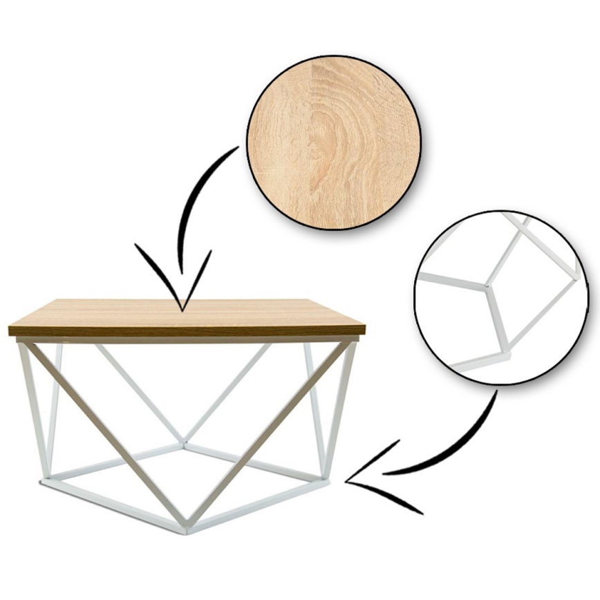 Konferencijski stol CURVED 60x60 cm bijela/bež