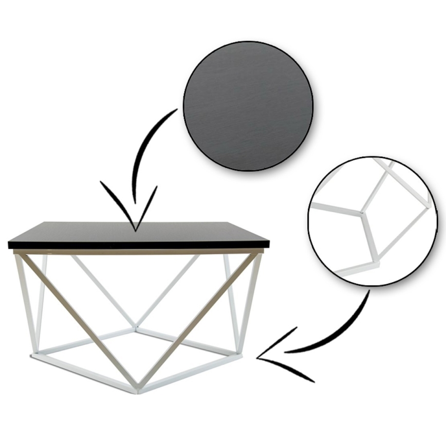 Konferencijski stol CURVED 60x60 cm bijela/crna