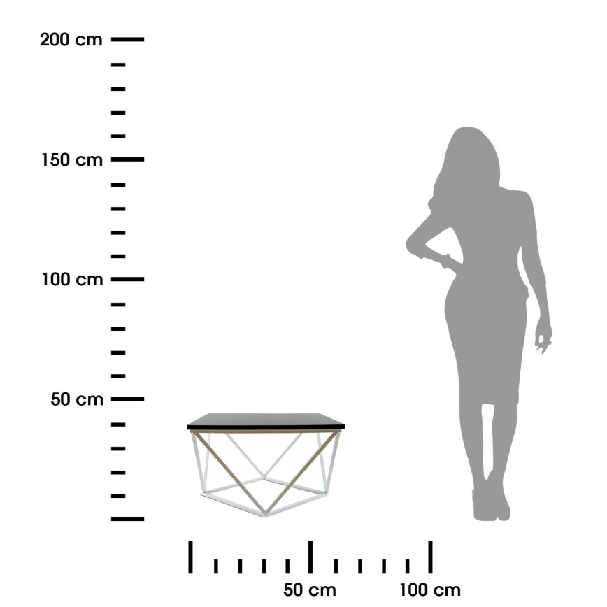 Konferencijski stol CURVED 60x60 cm bijela/crna