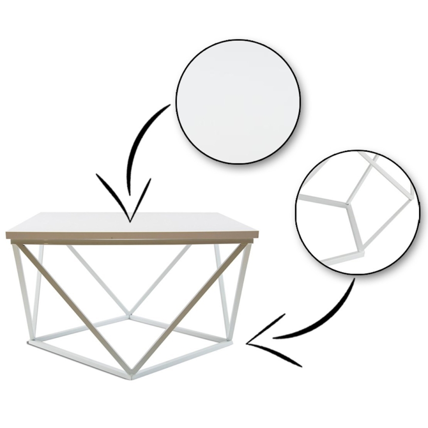 Konferencijski stol CURVED 60x60 cm bijeli