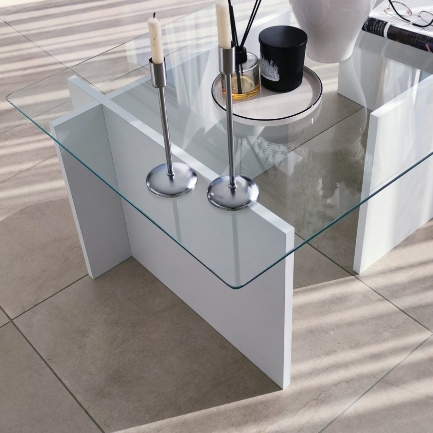 Konferencijski stol ESCAPE 40x105 cm bijela/prozirna