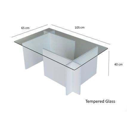 Konferencijski stol ESCAPE 40x105 cm bijela/prozirna