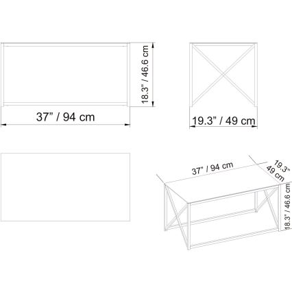Konferencijski stol ILIOMAR 46,6x94 cm zlatna/crna