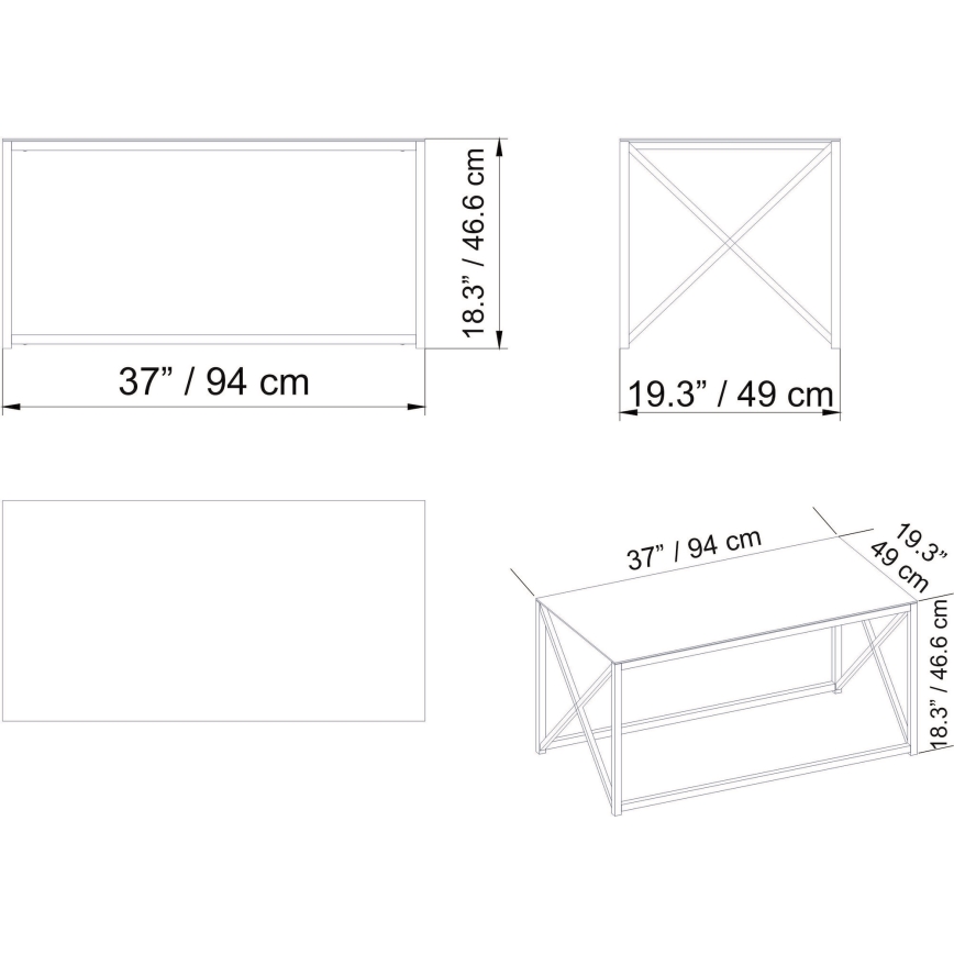 Konferencijski stol ILIOMAR 46,6x94 cm zlatna/crna