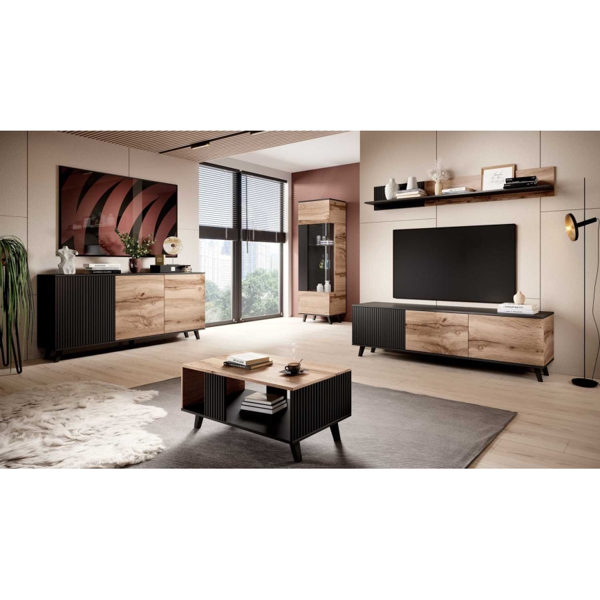 Konferencijski stol RANDOM 40x92 cm crna/wotan hrast