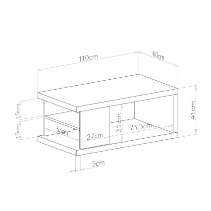 Konferencijski stol s policom i spremištem LORA 110x60 cm hrast artisan/crna