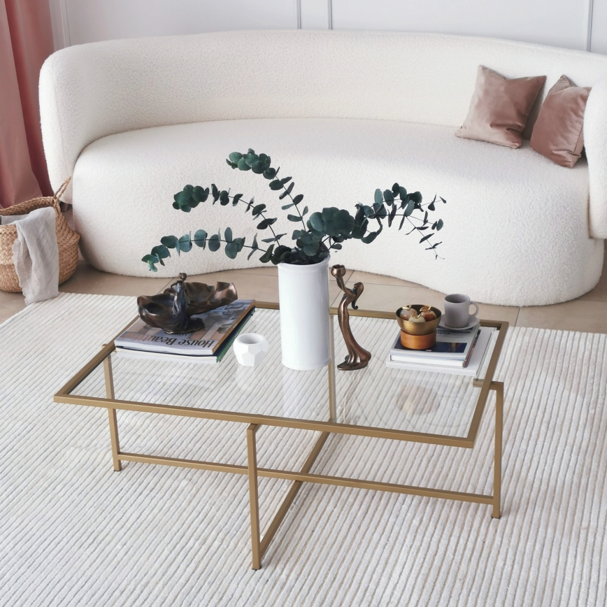 Konferencijski stol SUN 35x94 cm zlatna/prozirna